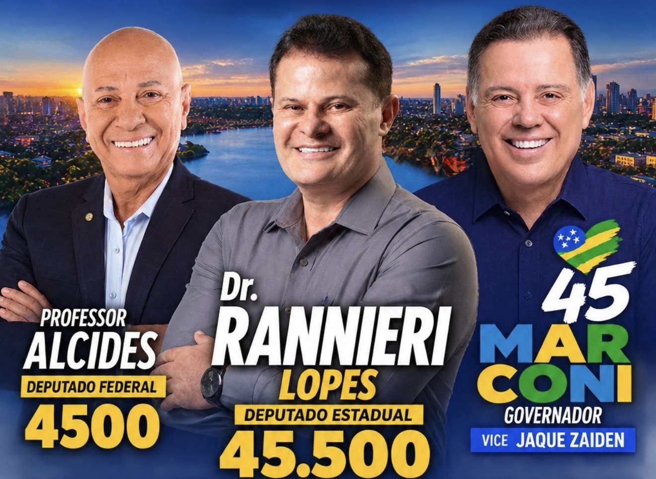 Dr. Rannieri Lopes, Professor Alcides e Marconi Perillo — coligação 45.500